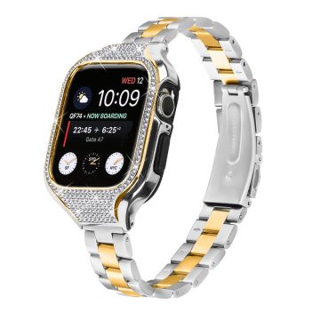 Apple Watch Serie 6 / 5 / 4 / SE (2022) / SE (2023) / SE 40 mm 3 perler rustfritt stålarmbånd med urkasse - Spleising I Gull