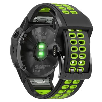 KALEBOL KLB-LWGJ-001 Garmin Fenix 7 / 7 Pro QuickFit 22 mm pustende klokkearmbånd med doble hull - Svart + Lime