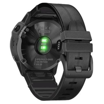 KALEBOL KLB-SSGJZP-001 Garmin QuickFit 22 mm vegansk lærbelagt silikonarmbånd med justerbar klokkerem - Svart