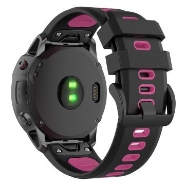 KALEBOL KLB-SSPWGJ-001 Garmin Fenix 7 / 7 Pro QuickFit 22 mm fleksibelt silikonarmbånd - Svart + Rosarød