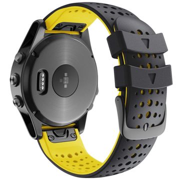 KALEBOL KLB-SSYKGJ-001 Garmin Fenix 7 / 7 Pro-klokkearmbånd Dual Color QuickFit 22 mm erstatningsrem - Svart + Gul