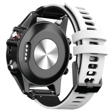 KALEBOL KLB-SSSCGJ-001 Garmin Fenix 7 / 7 Pro Armbånd QuickFit 22 mm klokkerem med tofarget design - Hvit + Svart