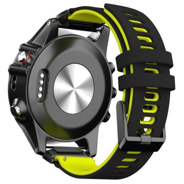 KALEBOL KLB-SSSCGJ-001 Garmin Fenix 7 / 7 Pro Armbånd QuickFit 22 mm klokkerem med tofarget design - Svart + Gul