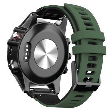 KALEBOL KLB-SSSCGJ-001 Garmin Fenix 7 / 7 Pro Armbånd QuickFit 22 mm klokkerem med tofarget design - Militærgrønn + Svart