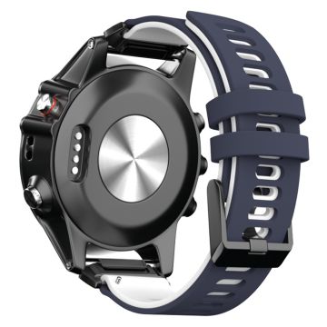 KALEBOL KLB-SSSCGJ-001 Garmin Fenix 7 / 7 Pro Armbånd QuickFit 22 mm klokkerem med tofarget design - Midnattsblå + Hvit