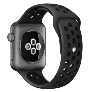 KALEBOL Størrelse S / M Apple Watch Series 41mm - 40mm - 38mm Silikonarmbånd - Kullsvart + Svart