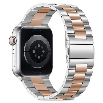 KALEBOL Apple Watch Series 41mm - 40mm - 38mm Armbånd i rustfritt stål - Sølv + Rose Gull