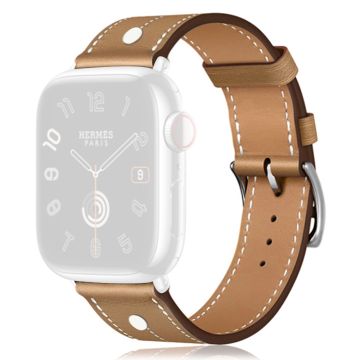 KALEBOL Apple Watch Series 41mm - 40mm - 38mm Ekte kuskinnbånd med nittedekor - Lys Gul