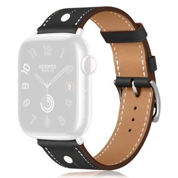 KALEBOL Apple Watch Series 41mm - 40mm - 38mm Ekte kuskinnbånd med nittedekor - Svart