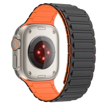 KALEBOL Apple Watch Series 41mm - 40mm - 38mm Magnetisk silikonarmbånd - Svart / Oransje