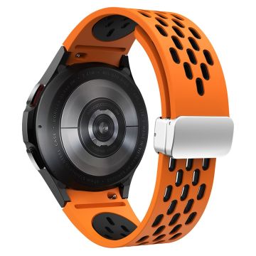 KALEBOL KLB-SSCXKGJ-002 Samsung Galaxy Watch4 / Watch 5 / Watch 5 Pro / Watch6-rem med magnetisk spenne - Oransje / Svart + Sølvspenne