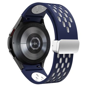 KALEBOL KLB-SSCXKGJ-002 Samsung Galaxy Watch4 / Watch 5 / Watch 5 Pro / Watch6-rem med magnetisk spenne - Midnattsblå / Hvit + Sølvspenne