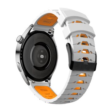 KALEBOL KLB-SSTXGJ-001 Samsung Galaxy Watch6 Classic 43mm / 47mm / GarminActive 20mm Trapesformet klokkerem i silikon - Hvit + Oransje