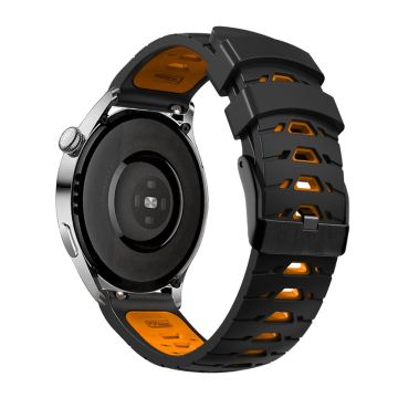 KALEBOL KLB-SSTXGJ-001 Samsung Galaxy Watch6 Classic 43mm / 47mm / GarminActive 20mm Trapesformet klokkerem i silikon - Svart + Oransje