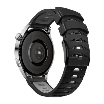 KALEBOL KLB-SSTXGJ-001 Samsung Galaxy Watch6 Classic 43mm / 47mm / GarminActive 20mm Trapesformet klokkerem i silikon - Svart + Grå