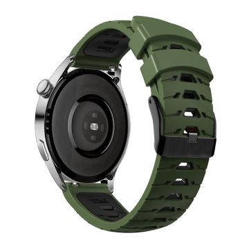 KALEBOL KLB-SSTXGJ-001 Samsung Galaxy Watch6 Classic 43mm / 47mm / GarminActive 20mm Trapesformet klokkerem i silikon - Militærgrønn + Svart