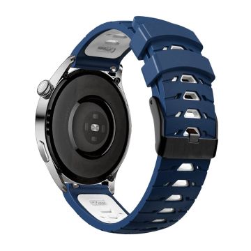 KALEBOL KLB-SSTXGJ-001 Samsung Galaxy Watch6 Classic 43mm / 47mm / GarminActive 20mm Trapesformet klokkerem i silikon - Midnattsblå + Hvit