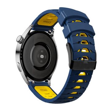 KALEBOL KLB-SSTXGJ-001 Samsung Galaxy Watch6 Classic 43mm / 47mm / GarminActive 20mm Trapesformet klokkerem i silikon - Midnattsblå + Gul