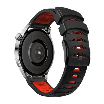 KALEBOL KLB-SSTXGJ-001 Samsung Galaxy Watch3 45 mm / Huawei Watch Ultimate Trapezoidal Silikon 22 mm Urarmbånd - Svart + Rød