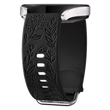 Garmin Vivomove 3 / Forerunner 645 / Samsung Gear S2 Classic Universal 20mm Carving Flower Silikonklokkerem - Svart