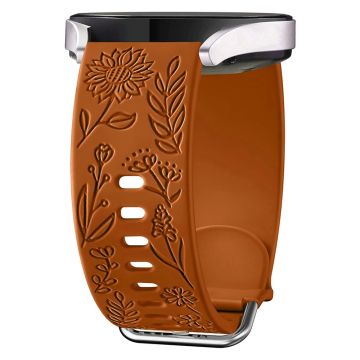 Garmin Vivomove 3 / Forerunner 645 / Samsung Gear S2 Classic Universal 20mm Carving Flower Silikonklokkerem - Brun