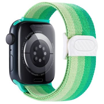 Apple Watch Series 41mm - 40mm - 38mm Elastisk nylonarmbånd - Gradient Grønn