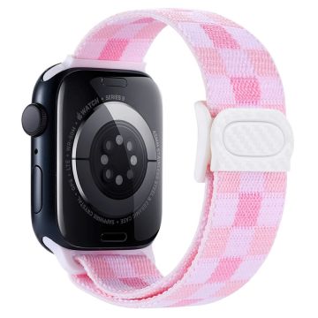 Apple Watch Series 41mm - 40mm - 38mm Elastisk nylonarmbånd - Pledd Rosa