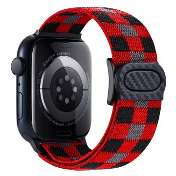 Apple Watch Series 41mm - 40mm - 38mm Elastisk nylonarmbånd - Pledd Rød