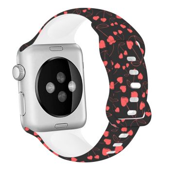 Apple Watch Series 41mm - 40mm - 38mm Sport Strap Silikonmønster Armbånd - Rødt Hjerte 05