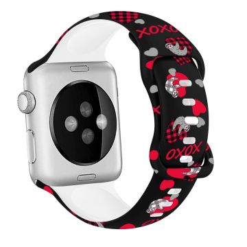 Apple Watch Series 41mm - 40mm - 38mm Sport Strap Silikonmønster Armbånd - Klemmende Panda / Svart 02