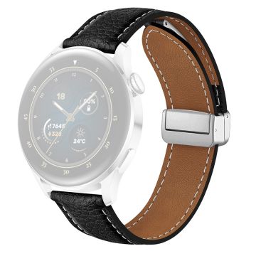 Samsung Galaxy Watch3 45 mm / Huawei Watch GT 4 46 mm lærrem 22 mm magnetisk klokkerem - Svart