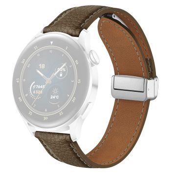 Samsung Galaxy Watch6 Classic 43 mm / Watch6 40 mm håndleddsrem 20 mm Litchi Texture-armbånd med magnetisk spenne - Gjørme Grå