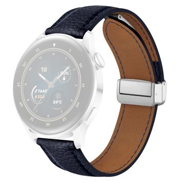 Samsung Galaxy Watch6 Classic 43 mm / Watch6 40 mm håndleddsrem 20 mm Litchi Texture-armbånd med magnetisk spenne - Mørkeblå