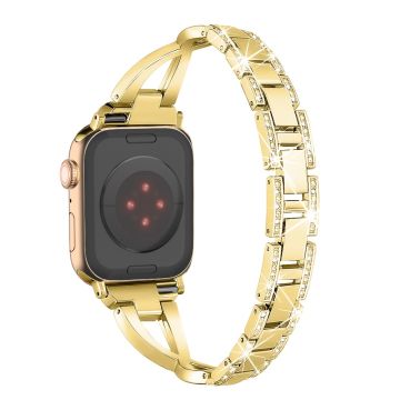 Apple Watch Series 41mm - 40mm - 38mm Rhinestone Cross metallrem - Gull