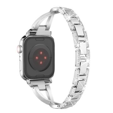 Apple Watch Series 41mm - 40mm - 38mm Rhinestone Cross metallrem - Sølv