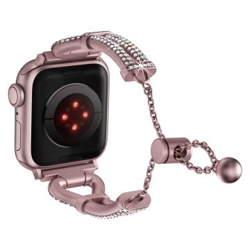 Apple Watch Series 41mm - 40mm - 38mm glidende rhinestone metallrem - Rosa Rose