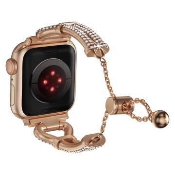 Apple Watch Series 41mm - 40mm - 38mm glidende rhinestone metallrem - Rose Gull