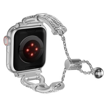 Apple Watch Series 41mm - 40mm - 38mm glidende rhinestone metallrem - Sølv