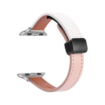 Apple Watch Series 41mm - 40mm - 38mm Armbånd i mikrofiberskinn - Rosa + Beige Aprikos