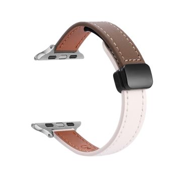 Apple Watch Series 41mm - 40mm - 38mm Armbånd i mikrofiberskinn - Beige Aprikos + Karamell