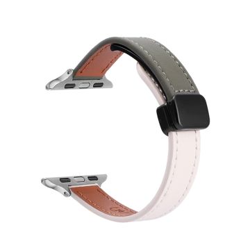 Apple Watch Series 41mm - 40mm - 38mm Armbånd i mikrofiberskinn - Beige Aprikos + Avokadogrønn