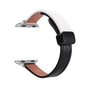 Apple Watch Series 41mm - 40mm - 38mm Armbånd i mikrofiberskinn - Svart + Beige Aprikos