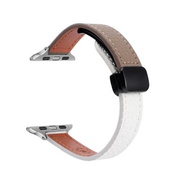 Apple Watch Series 41mm - 40mm - 38mm Magnetisk lærrem i mikrofiber - Beige Aprikos + Karamell