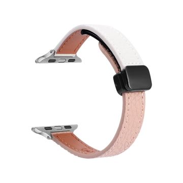 Apple Watch Series 41mm - 40mm - 38mm Magnetisk lærrem i mikrofiber - Rosa + Beige Aprikos