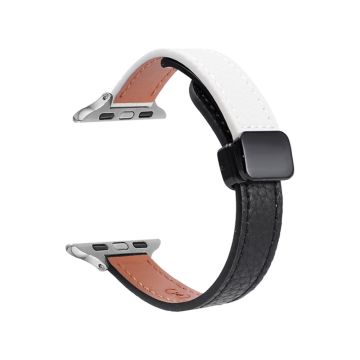 Apple Watch Series 41mm - 40mm - 38mm Magnetisk lærrem i mikrofiber - Svart + Beige Aprikos