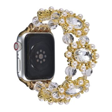 Apple Watch Series 41mm - 40mm - 38mm Armbåndsrem med perleperledekor - Gull