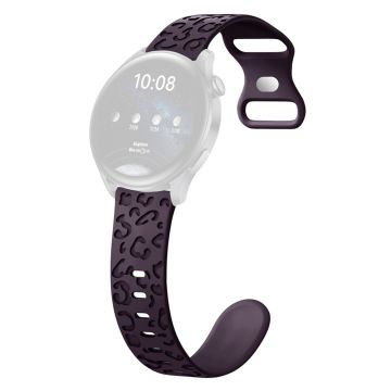 Samsung Galaxy Watch6 Classic 47mm / 43mm / Garmin Venu Sq 2 20mm silikonklokkearmbånd med leopardtrykk - Kirsebærrød