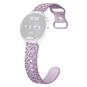 Samsung Galaxy Watch6 Classic 47mm / 43mm / Garmin Venu Sq 2 20mm silikonklokkearmbånd med leopardtrykk - Lavendel