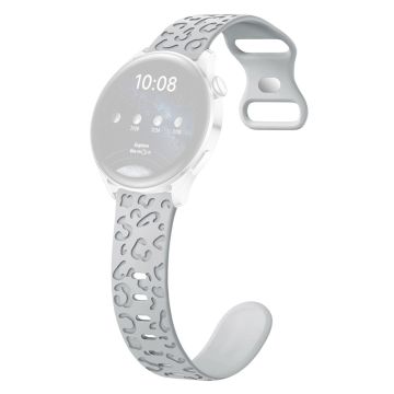 Samsung Galaxy Watch6 Classic 47mm / 43mm / Garmin Venu Sq 2 20mm silikonklokkearmbånd med leopardtrykk - Cloud Grey