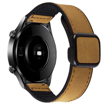 Garmin vivoactive 5 / Venu 2 Plus Universal 20 mm klokkerem Crazy Horse Texture lær + silikonarmbånd - Lysebrun